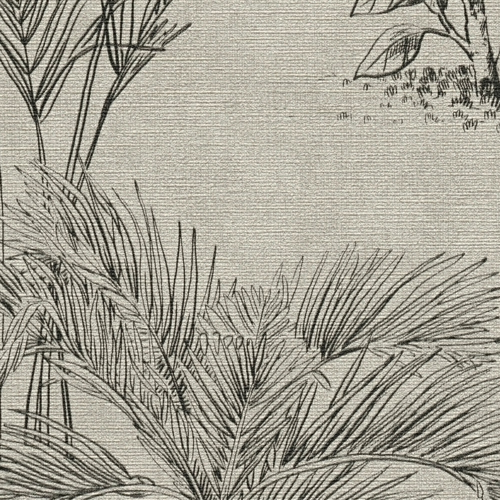             papel pintado palmeras en estilo colonial - marrón, negro
        