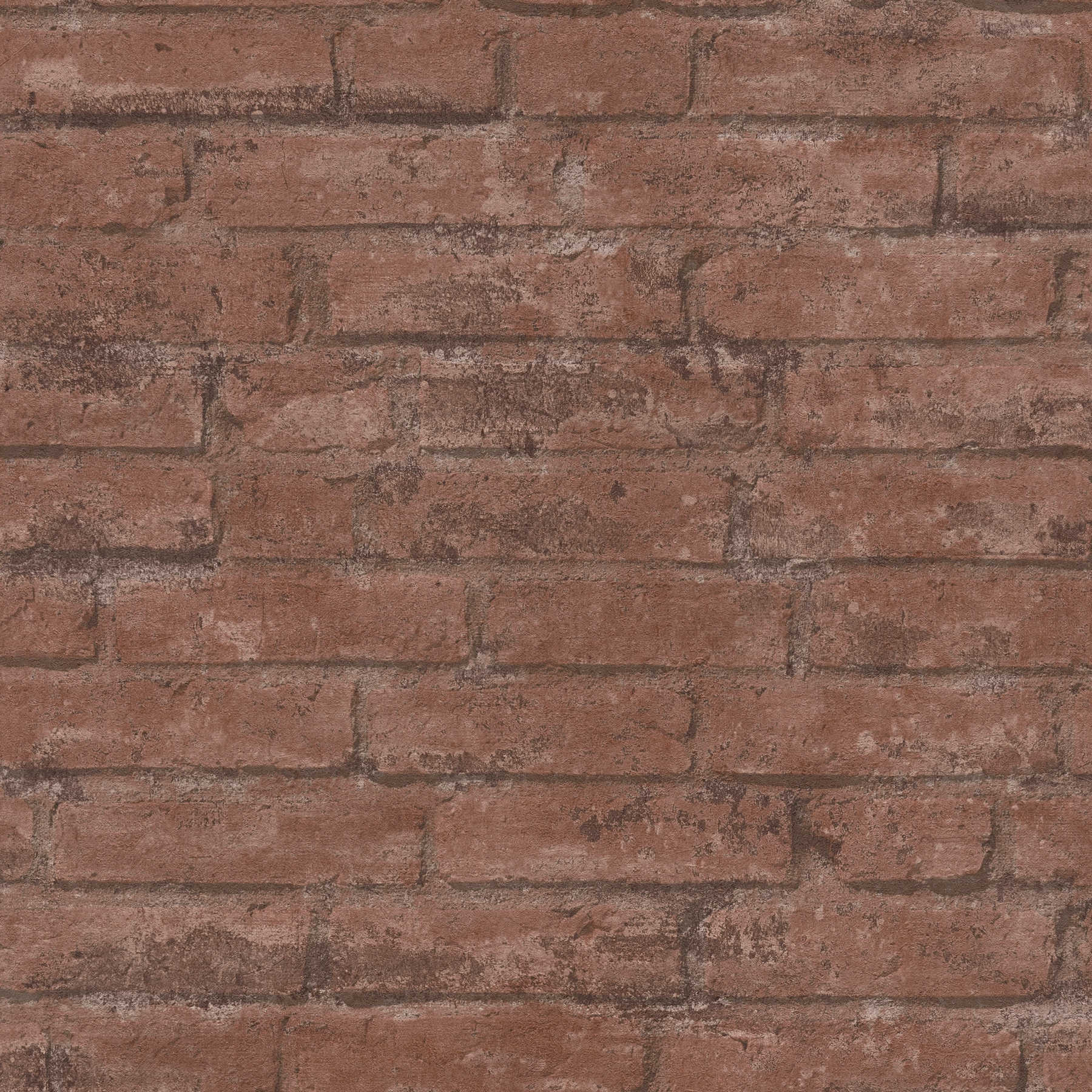 Papel pintado de piedra con aspecto de pared rústica, diseño industrial - marrón, rojo
