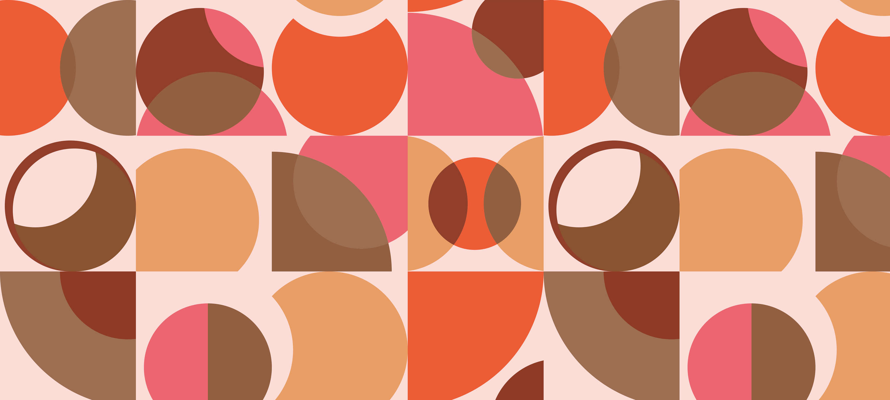             Retro Behang Oranje met Geometrisch Ontwerp - Bruin, Roze, Oranje
        