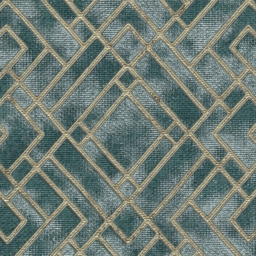             Art deco wallpaper with silver graphic pattern - green
        