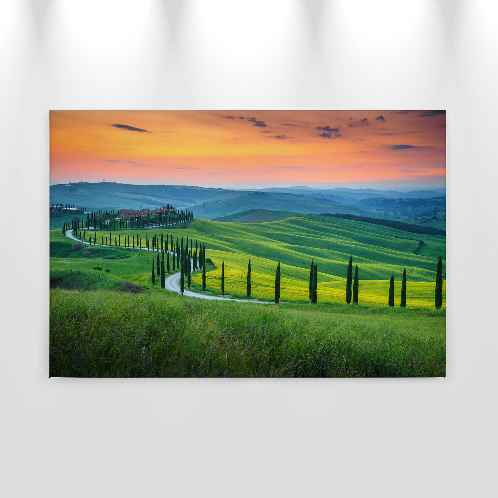             Canvas Toscane in de zonsopgang - 0.90 m x 0.60 m
        