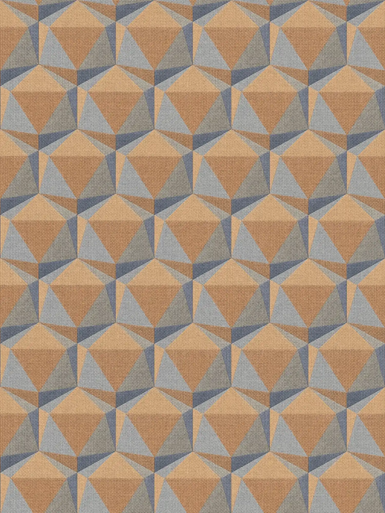         Grafisch behang retro patroon met 3D ontwerp - oranje, blauw
    