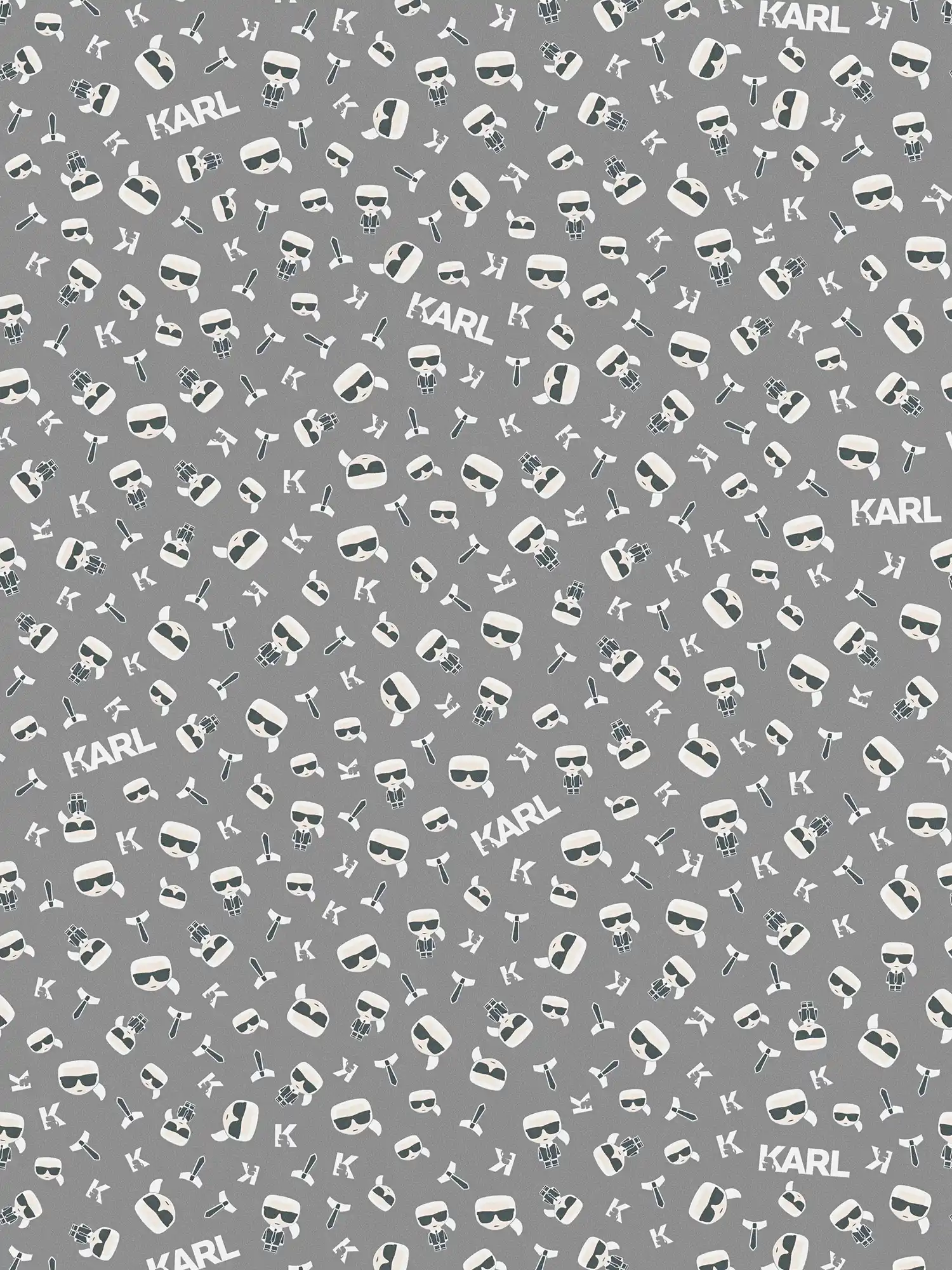 Karl LAGERFELD pattern wallpaper character Karl - grey
