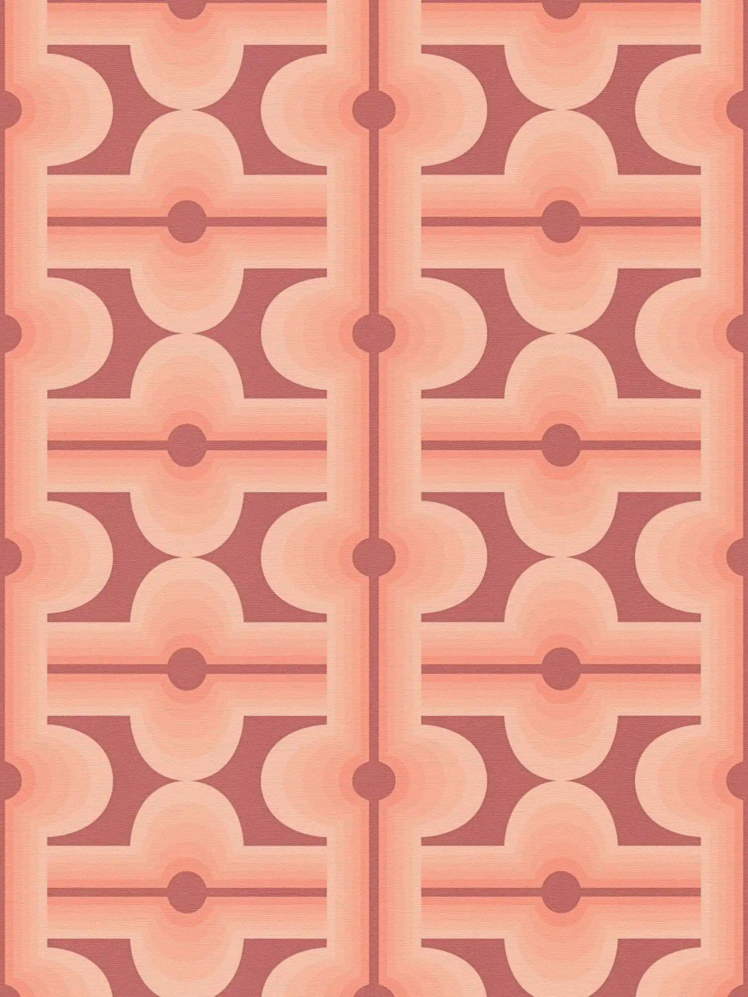 Abstract patterned non-woven wallpaper in retro style - red, orange
