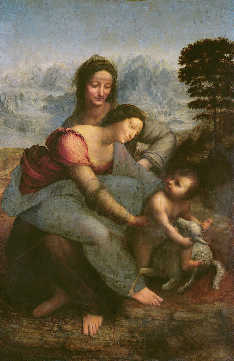            Papier peint "Vierge et enfant avec sainte Annaum" de Léonard de Vinci
        