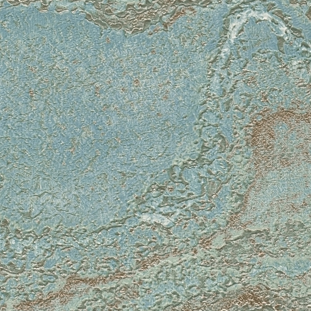             Carta da parati non tessuta marmorizzato con effetto metallizzato - blu, turchese, oro
        