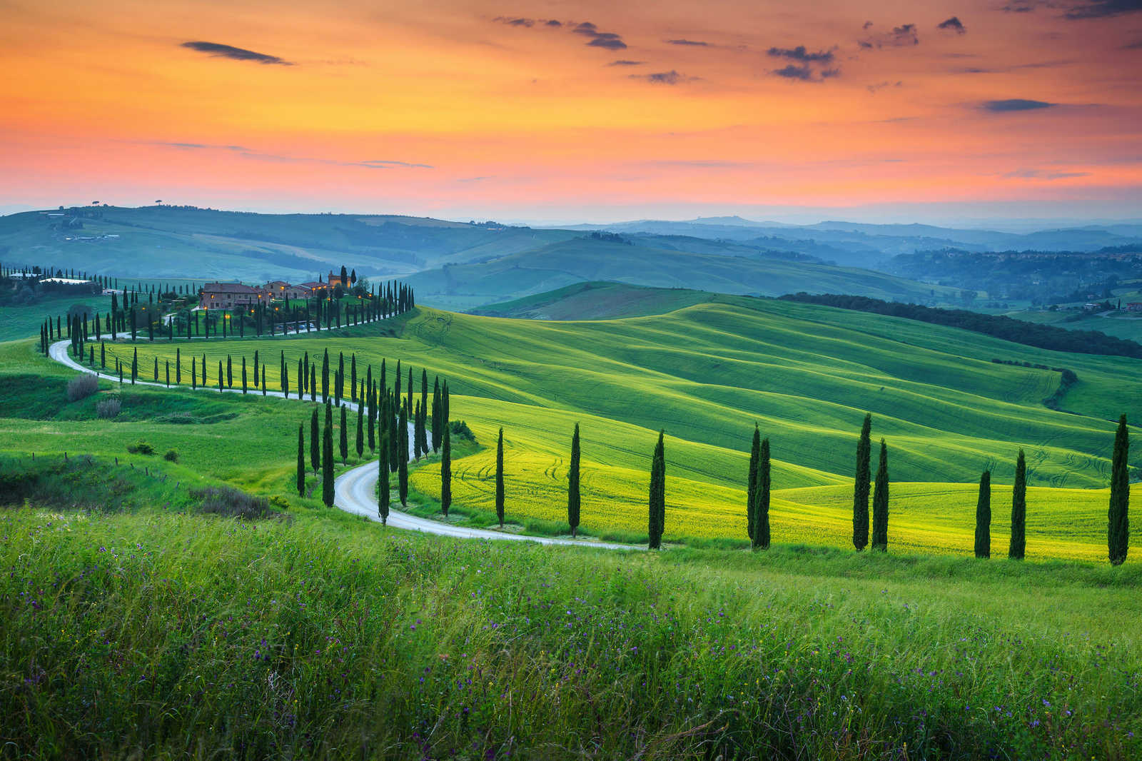             Canvas Tuscany in the sunrise - 0.90 m x 0.60 m
        
