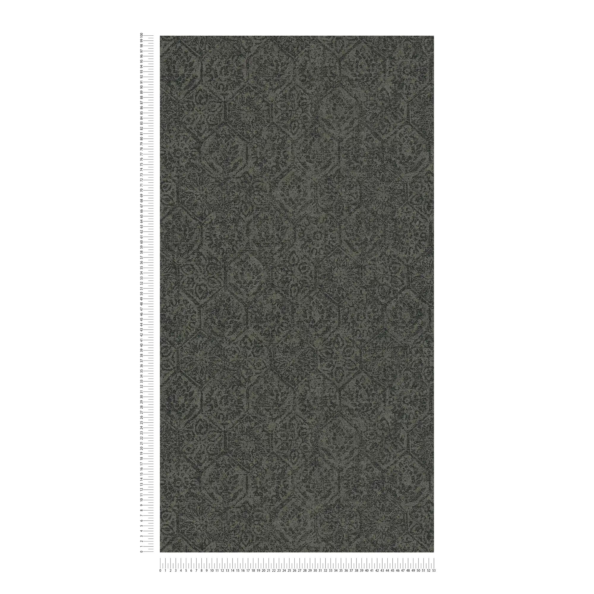             carta da parati con motivo vintage in stile floreale usato - grigio, nero
        