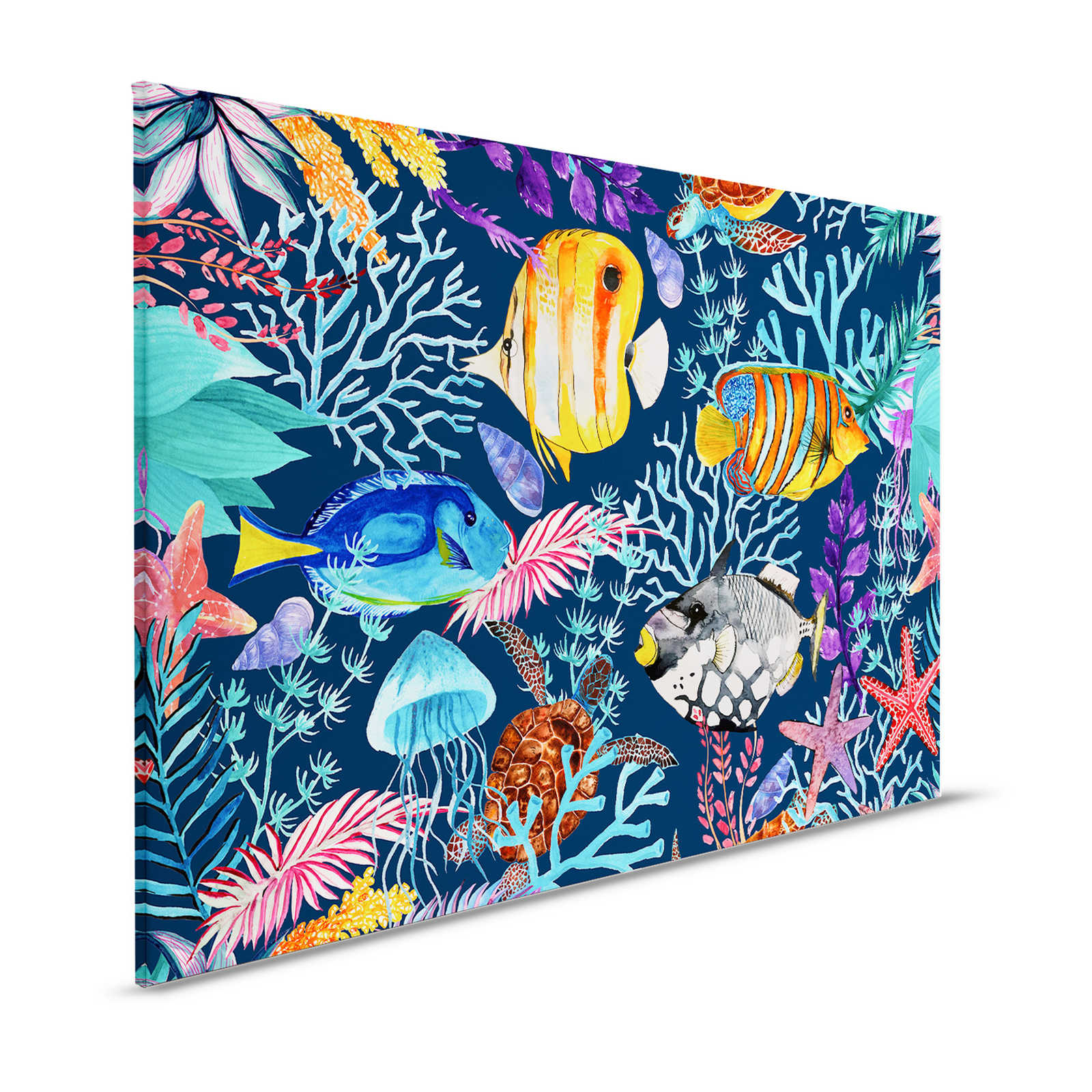 Toile sous-marine avec poissons colorés & étoiles de mer - 1,20 m x 0,80 m
