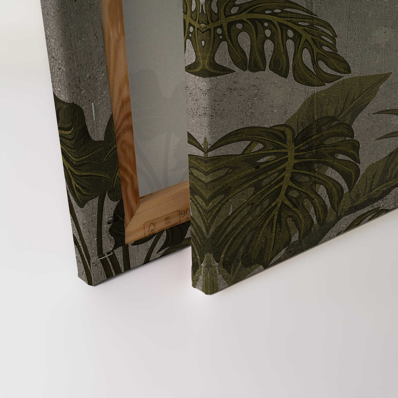             Tableau toile avec paysage tropical sur imitation béton - 0,90 m x 0,60 m
        