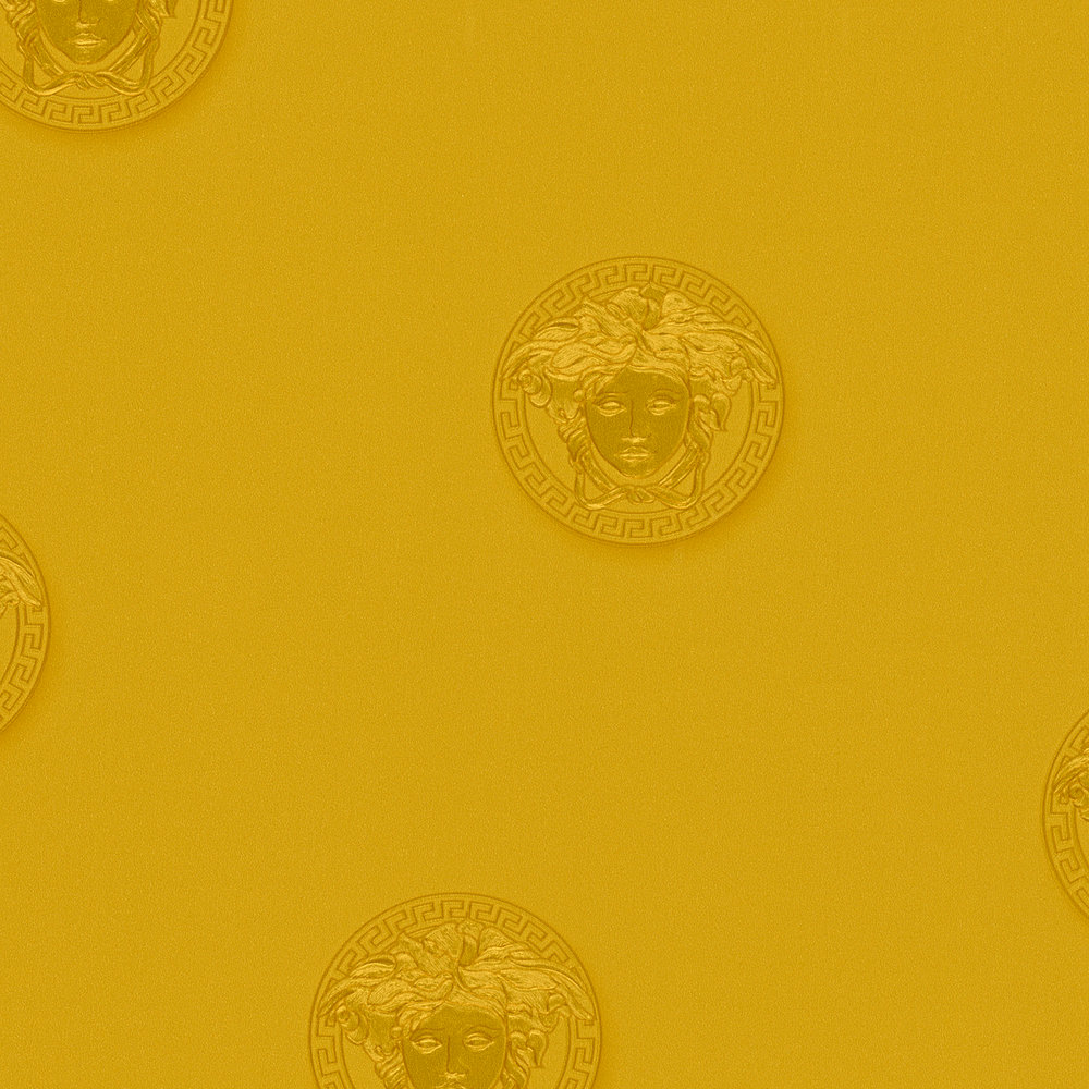             Papel pintado dorado de VERSACE con motivo de Medusa - metálico
        