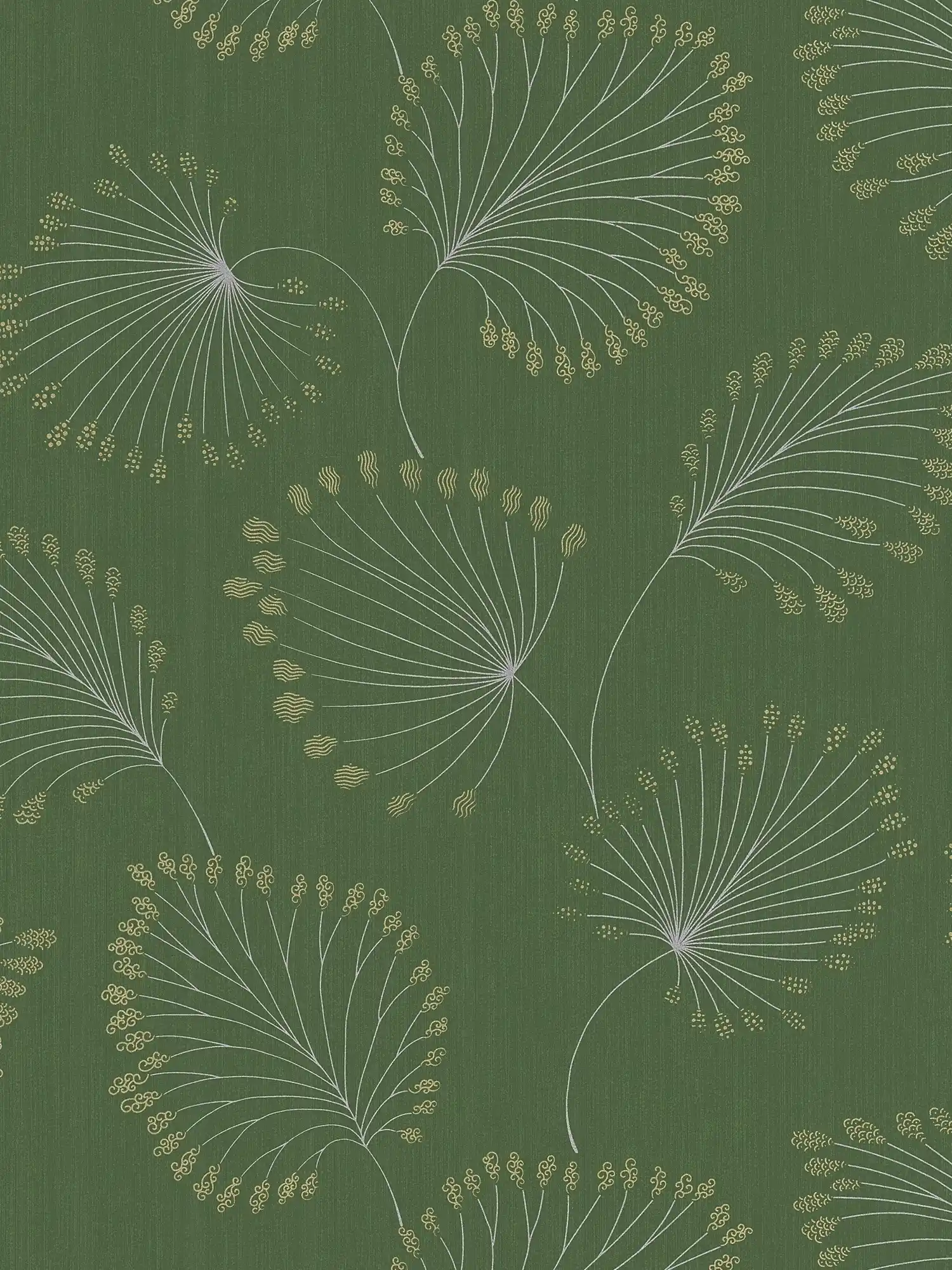 Retro behang met jaren 50 design & goudeffect - groen, metallic

