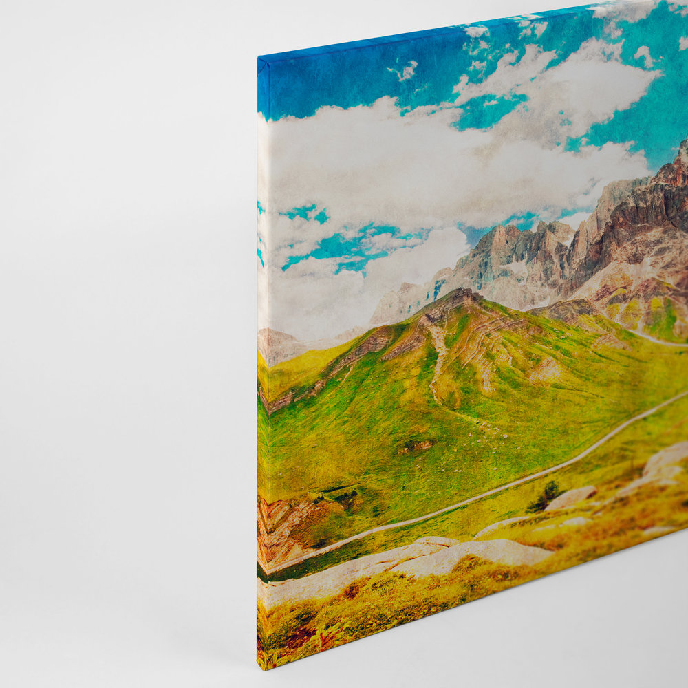             Dolomiti 1 - Canvas painting Dolomites Retro Photography - Blotting paper - 0.90 m x 0.60 m
        