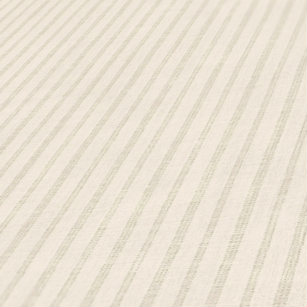             Papier peint intissé à rayures subtiles style maison de campagne - blanc, gris
        