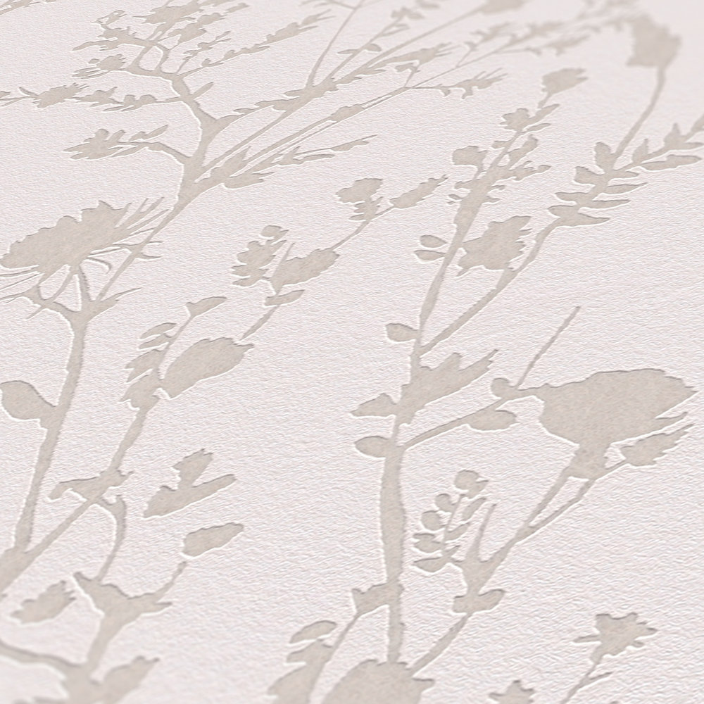             papier peint en papier intissé floral avec motif floral fantaisie - rose clair, gris clair
        