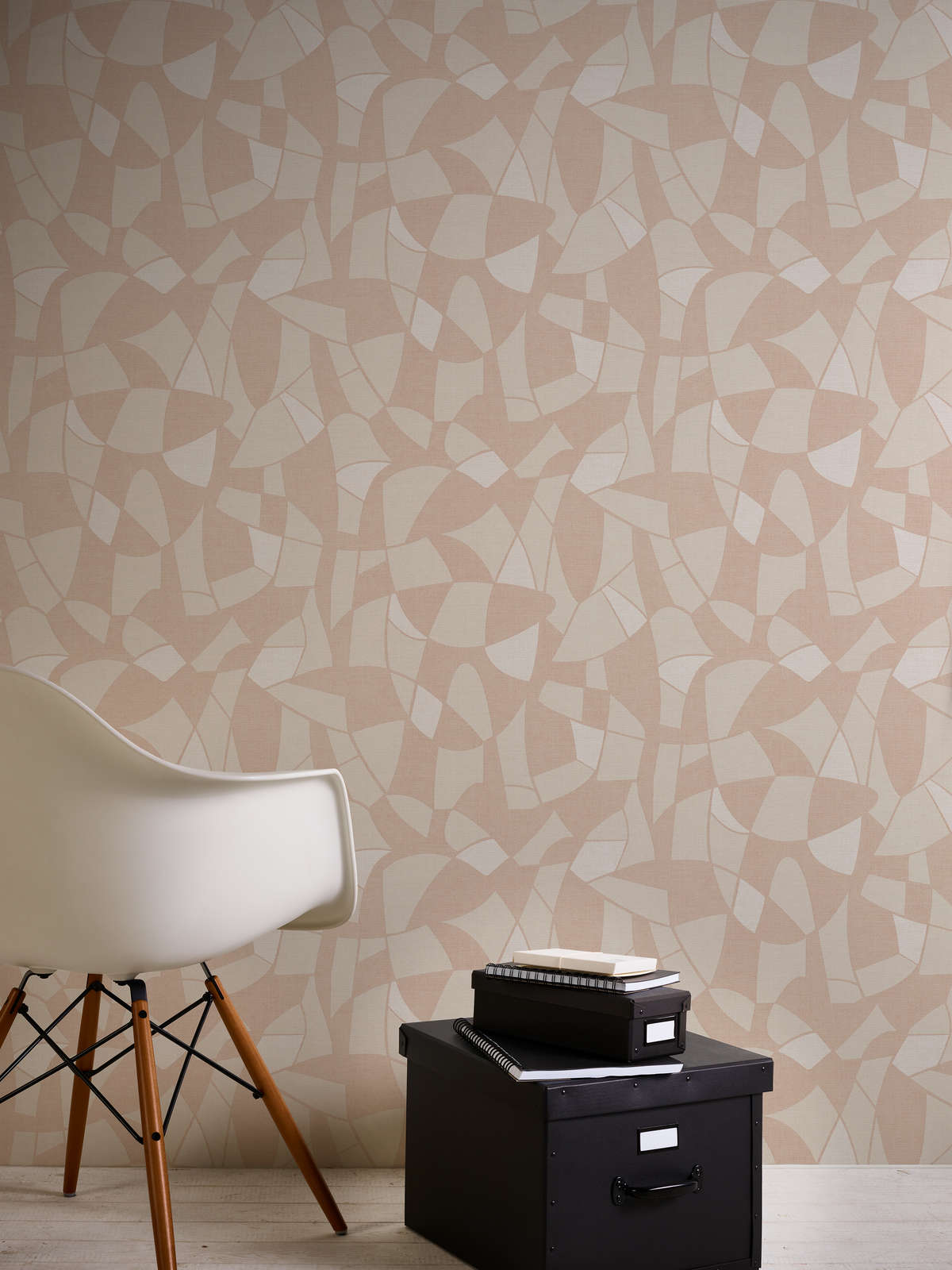             Non-woven wallpaper in geometric style - beige, cream
        