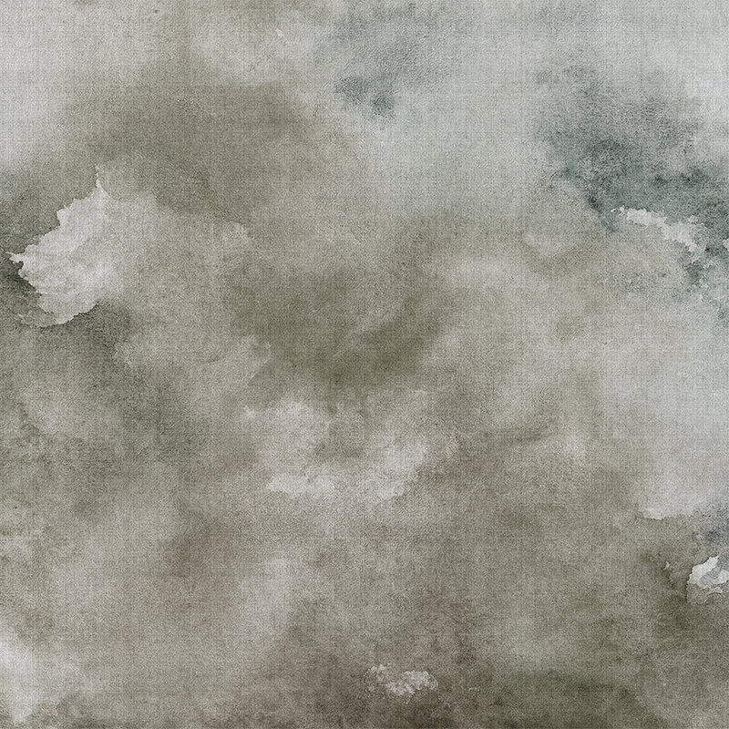 Watercolours 1 - Papier peint gris aquarelle imprimé numériquement sur texture de lin naturel - beige, bleu | nacre intissé lisse
