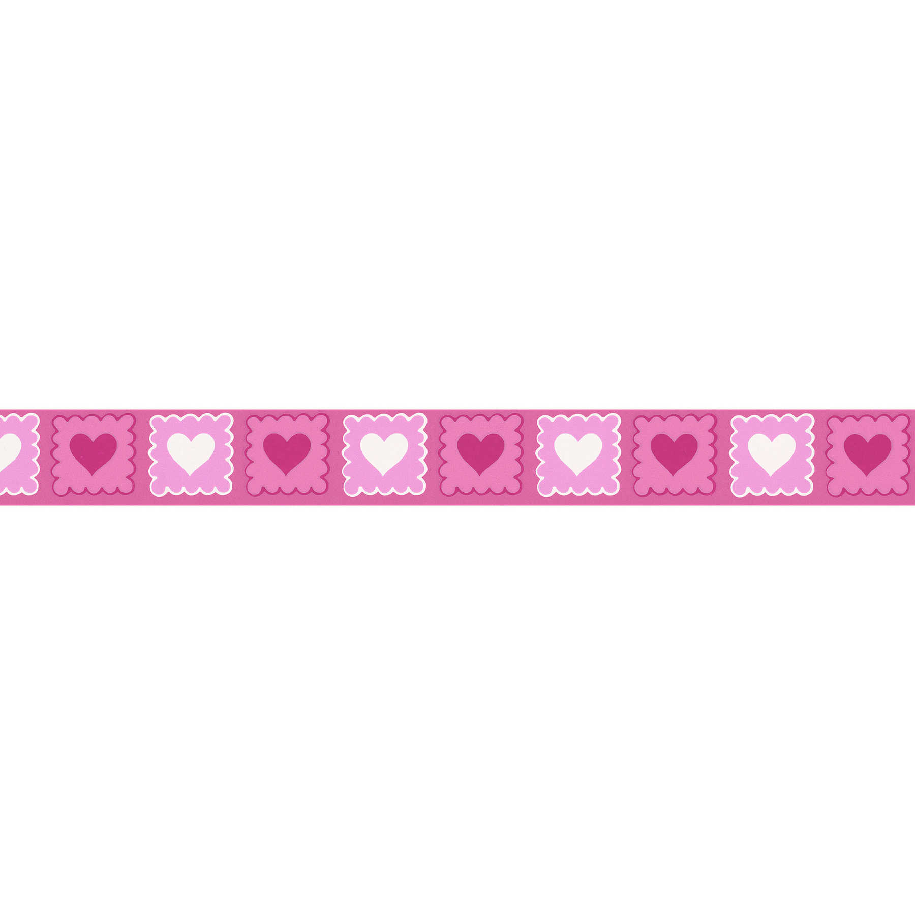 Pink border with heart pattern for Nursery - Pink, White, Colorful
