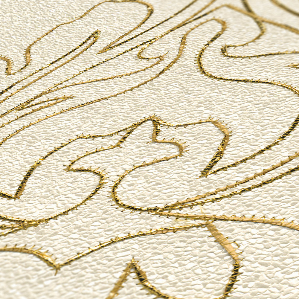             Panel mural premium con adornos y estructura resistente - crema, oro
        