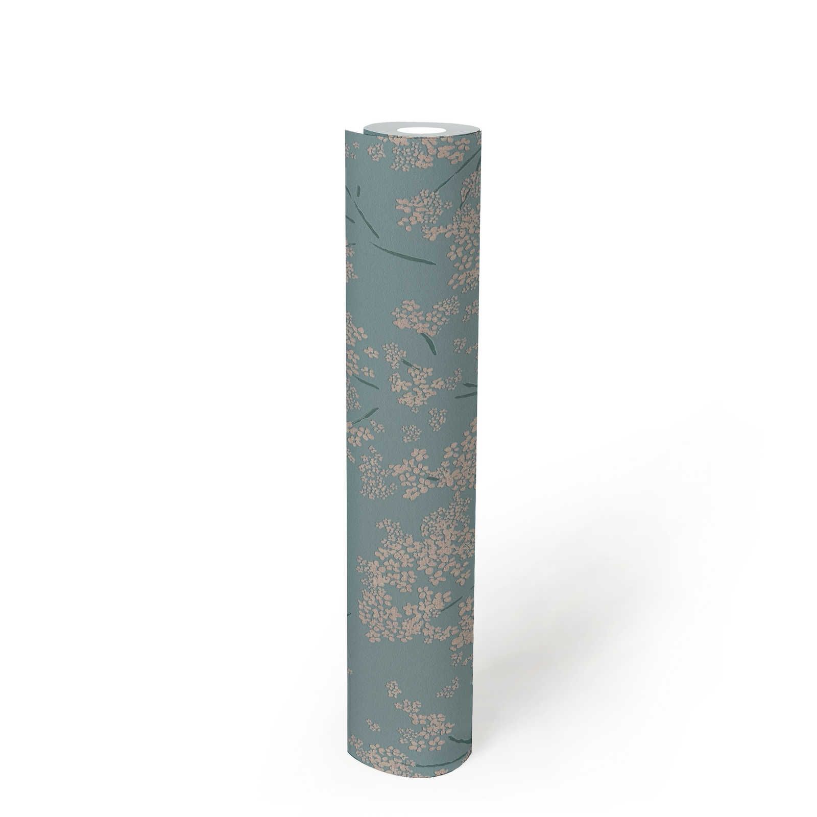             papier peint en papier intissé floral avec motifs abstraits - bleu, beige, turquoise
        