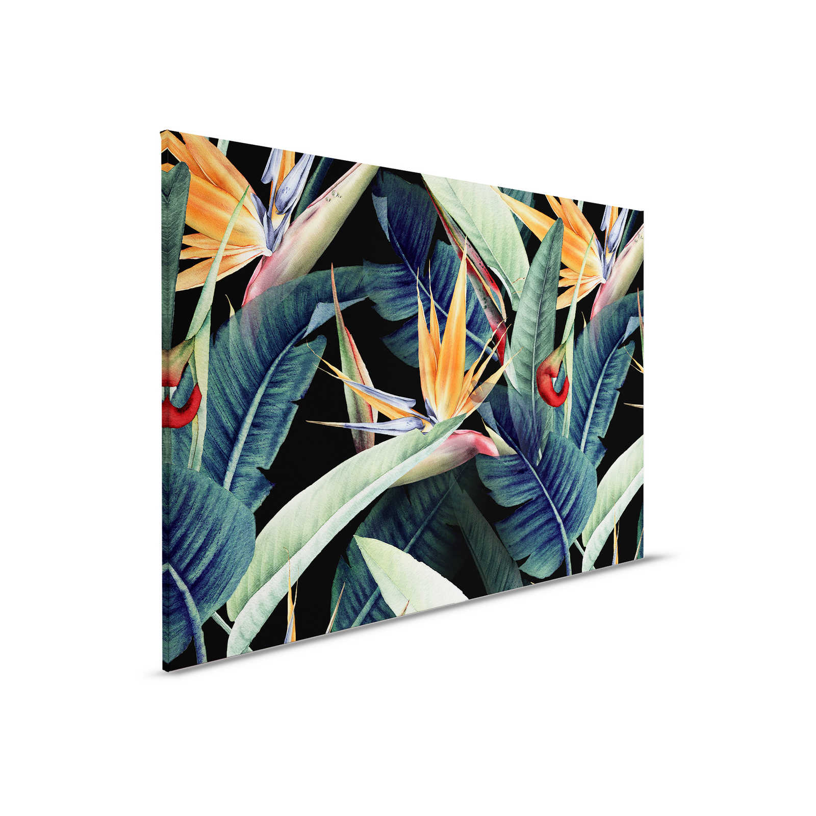 Canvas schilderij Jungle motief beschilderd met bladeren - 0,90 m x 0,60 m
