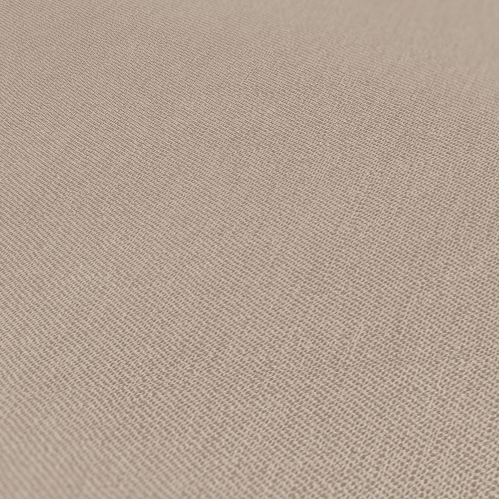             Non-woven wallpaper beige plain & matt with textile texture - beige, brown
        