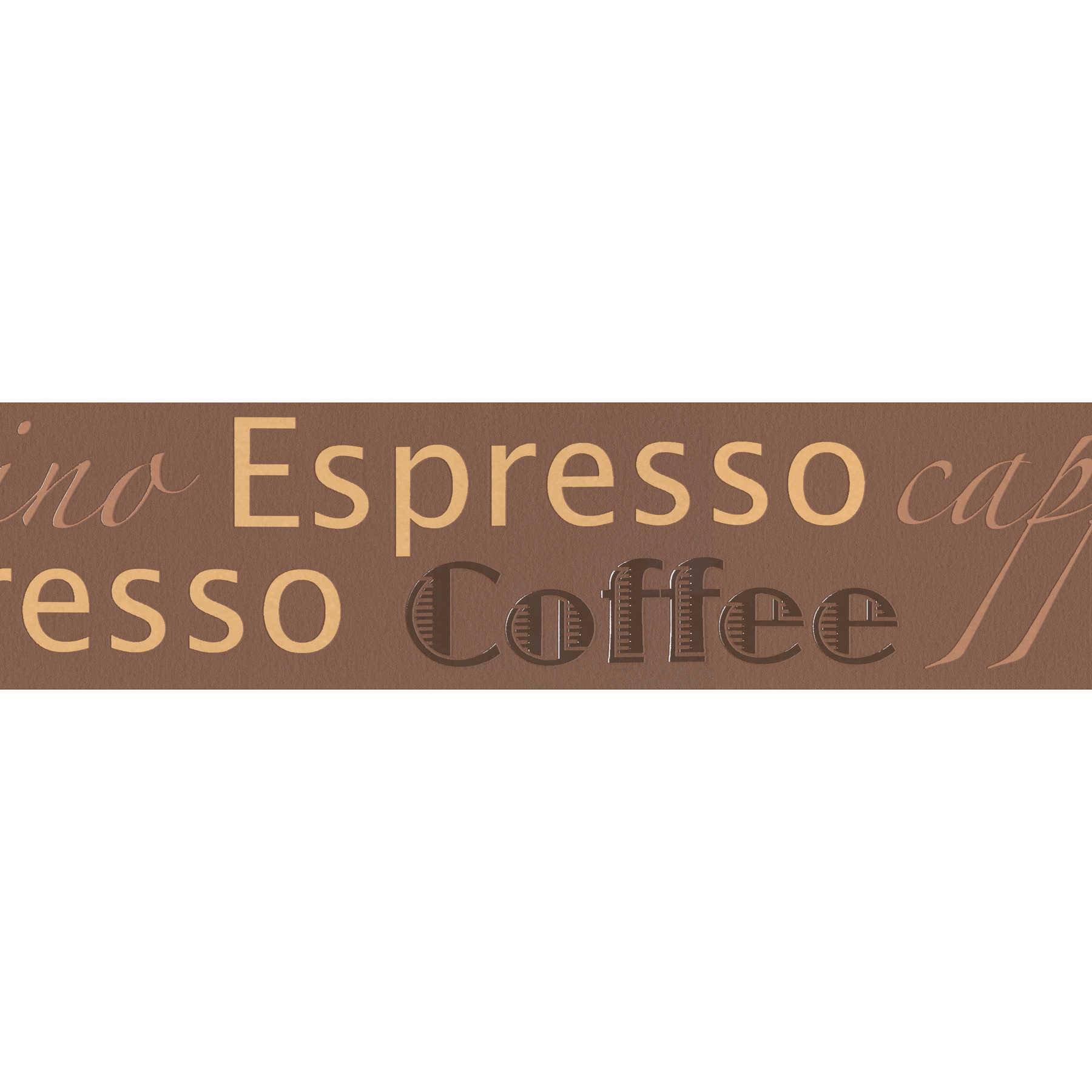         Dark Brown Kitchen Border Coffee Motif & Typography - Brown, Colorful
    