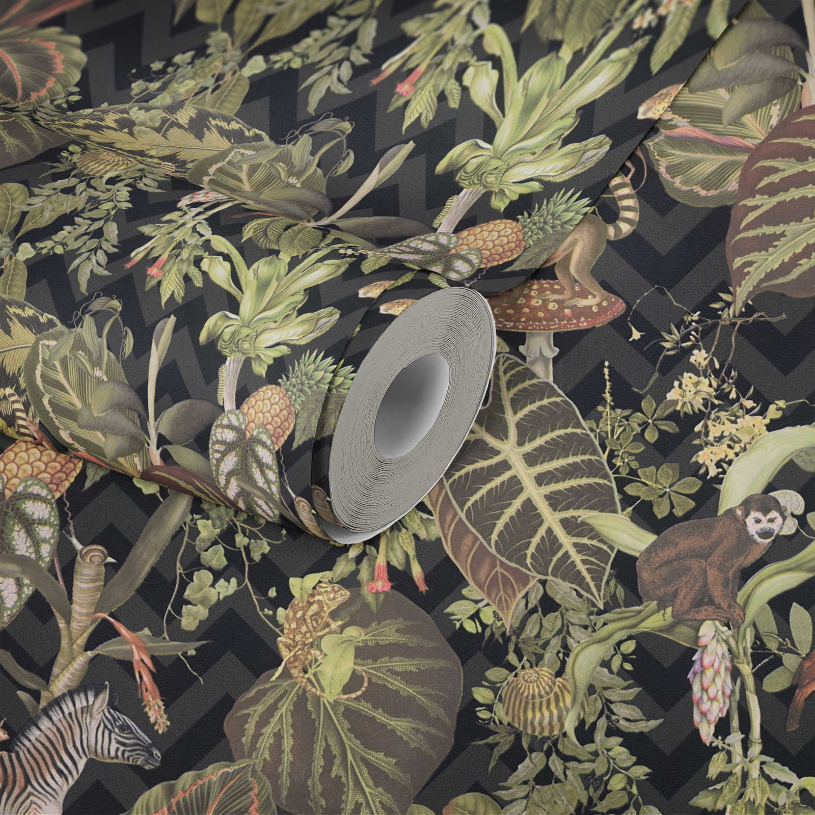             Papier peint de designer MICHALSKY Jungle feuilles & animaux - multicolore, noir
        