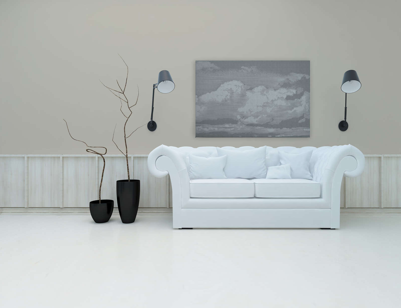             Clouds 2 - Heavenly canvas picture in natural linen look with cloud motif - 1.20 m x 0.80 m
        