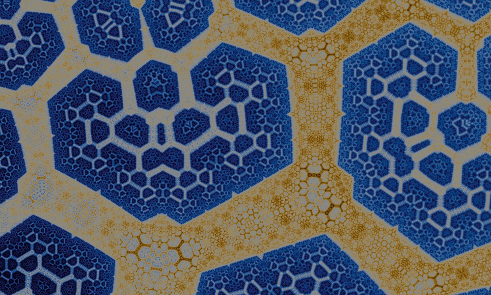             Photo wallpaper Geometric honeycombs - Brown, Blue
        