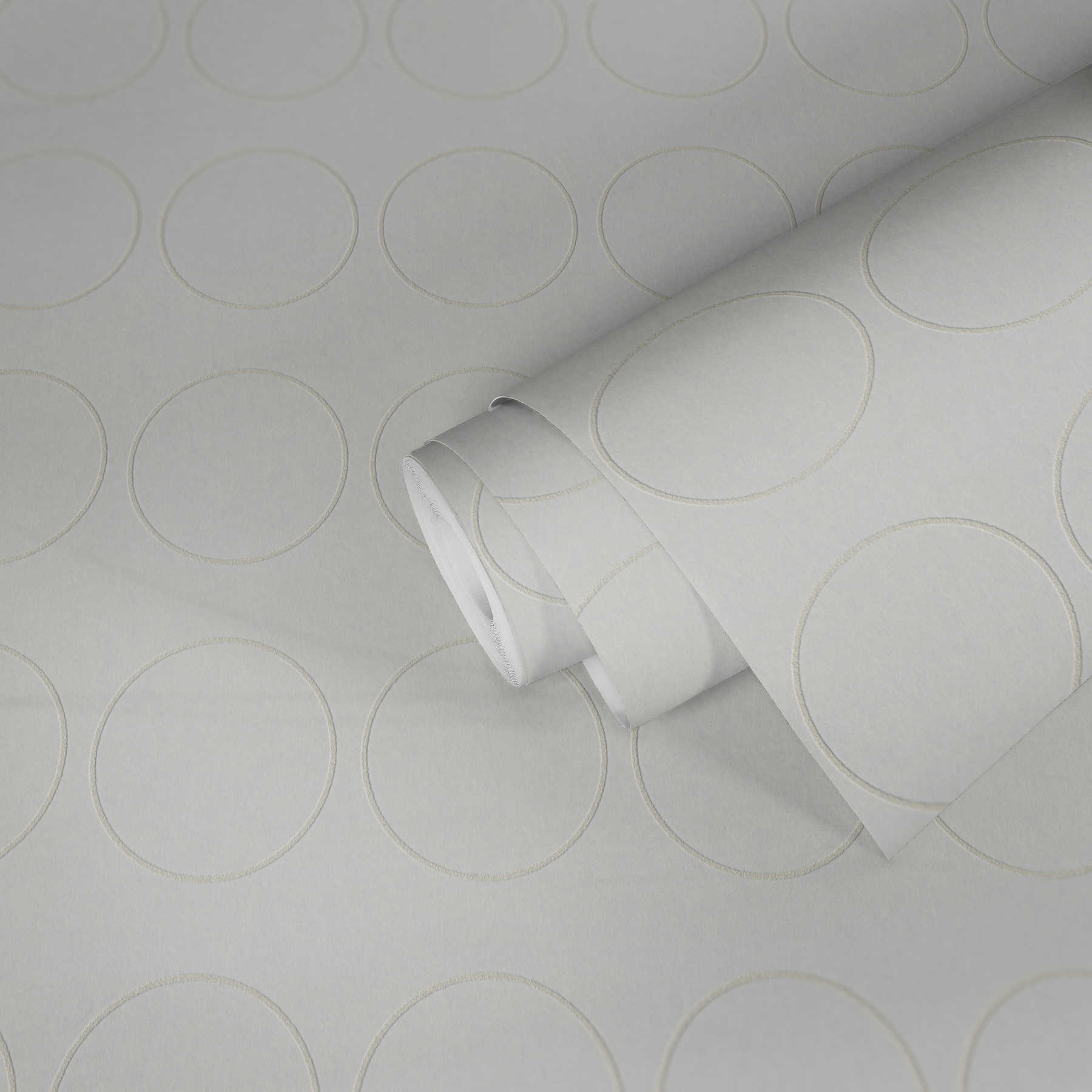             Non-woven wallpaper paintable with 3D circle structure - white
        