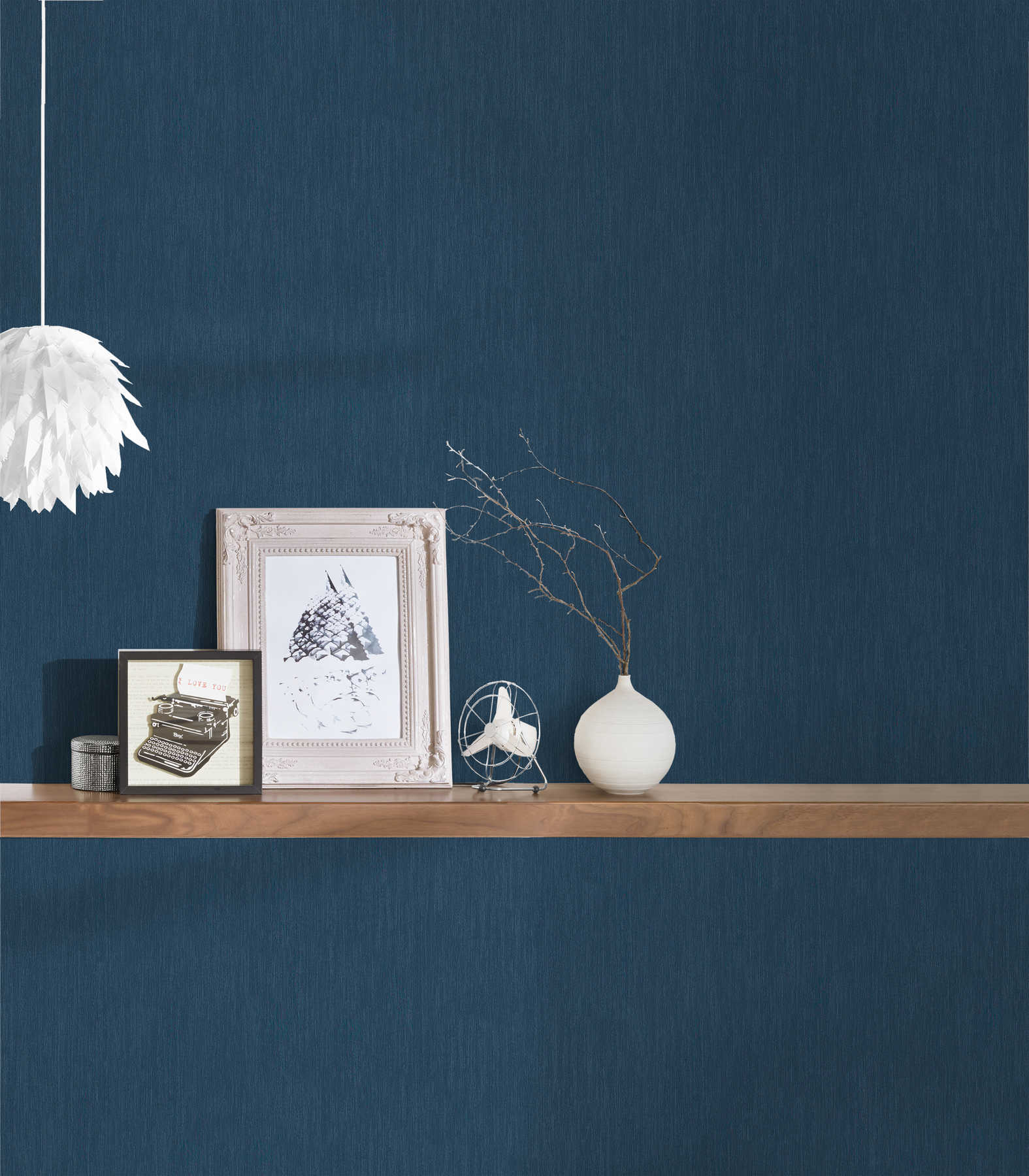             Non-woven wallpaper dark blue monochrome, satin - blue
        