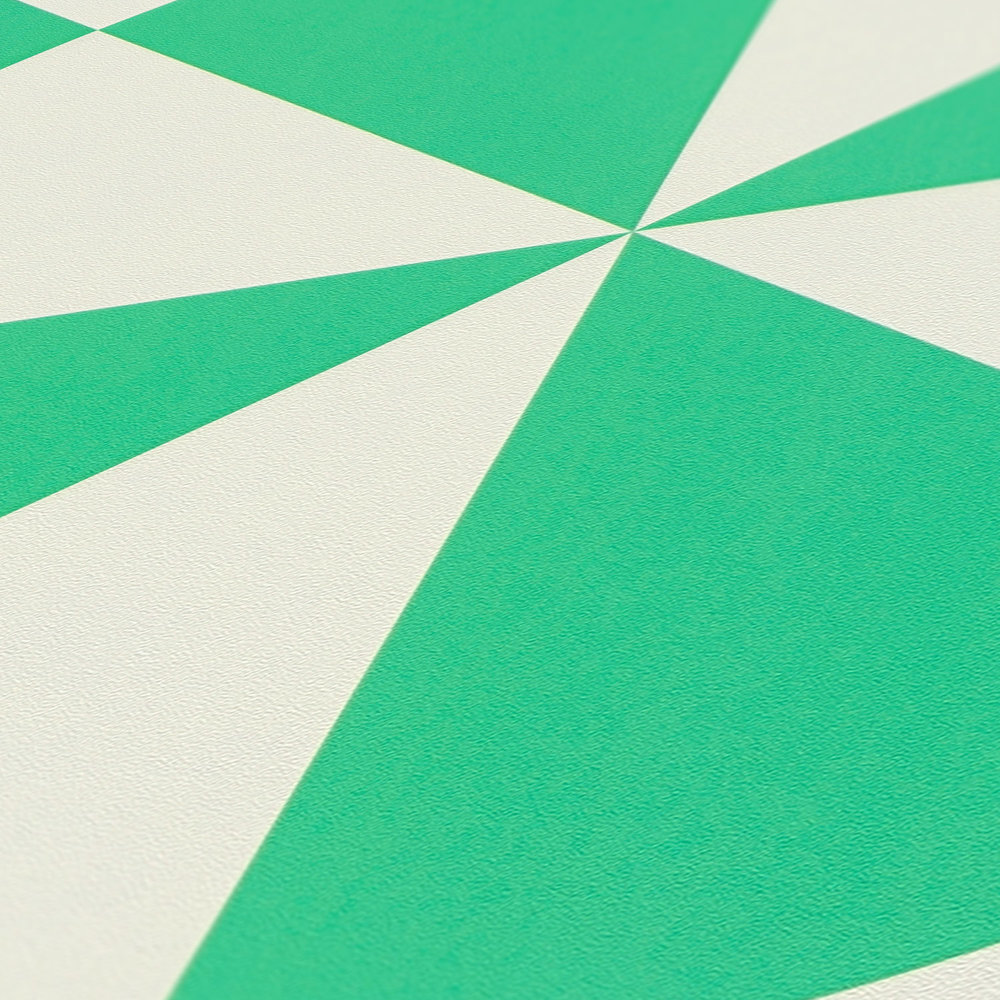             Non-woven wallpaper with geometric shapes - green, white
        
