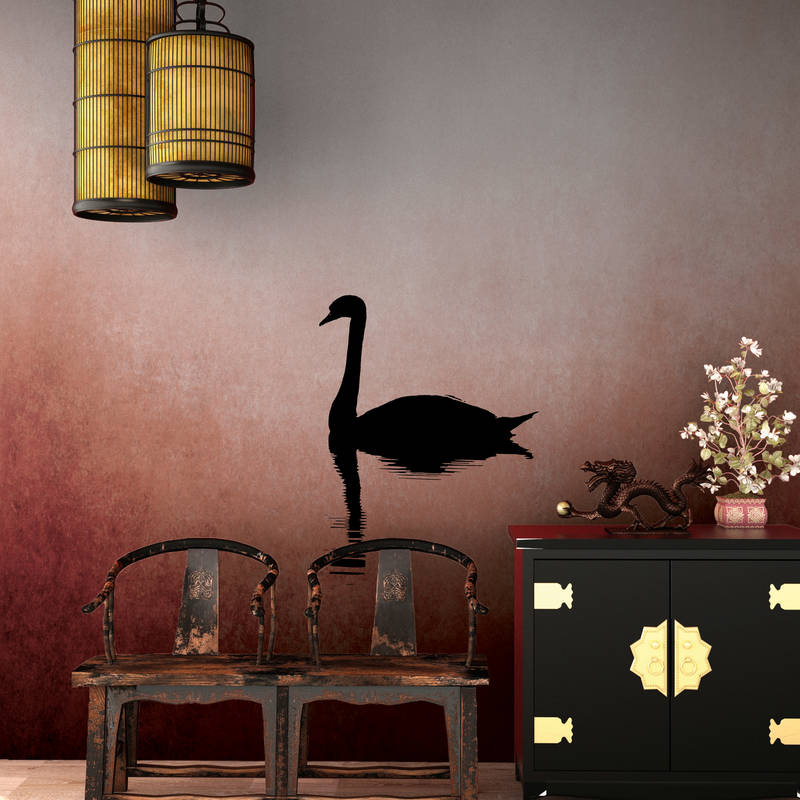             Photo wallpaper swan & lake in minimalist style
        
