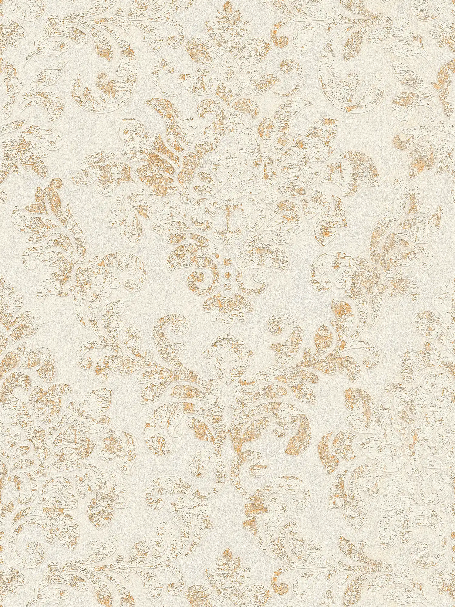 Baroque wallpaper with ornaments in vintage style - beige, gold, brown
