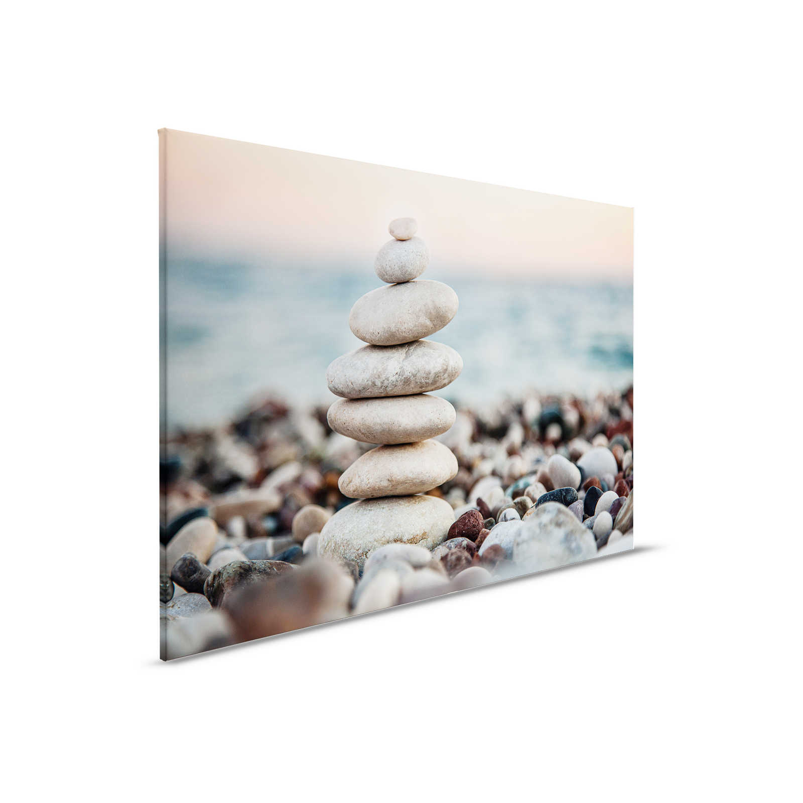         Canvas with stone tower by the sea | grey, blue - 0.90 m x 0.60 m
    