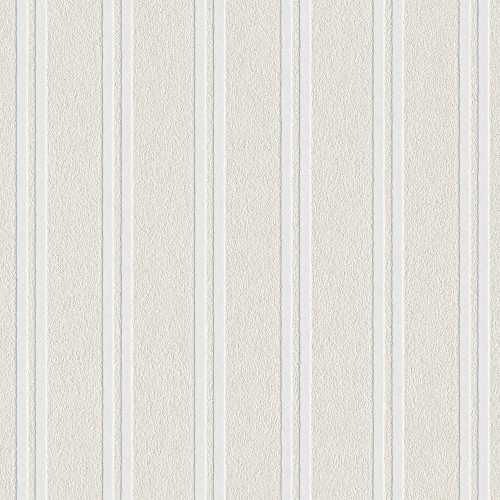             Carta da parati in tessuto non tessuto bianco crema con disegno a righe strutturate
        