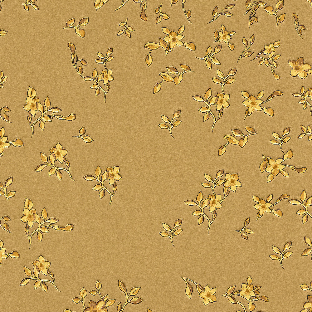            Golden VERSACE wallpaper in floral design - gold, yellow
        