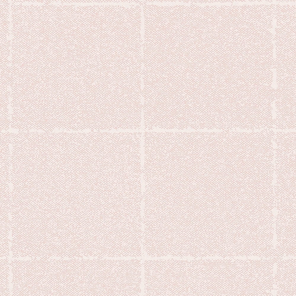             Carta da parati a scacchi in tessuto ottico, testurizzato - rosa, bianco, crema
        