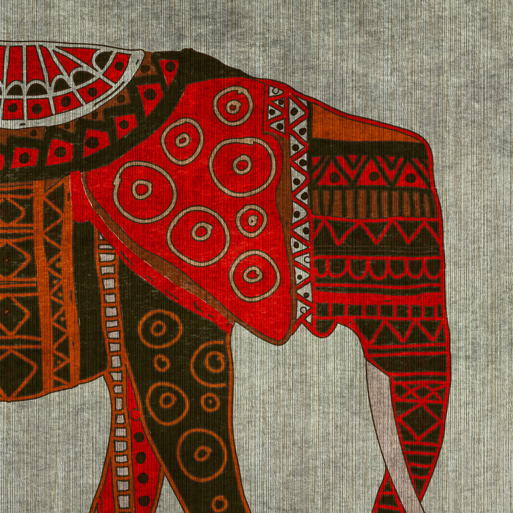             Nairobi 4 - Papel pintado de elefante con patrones étnicos y efecto de textura
        