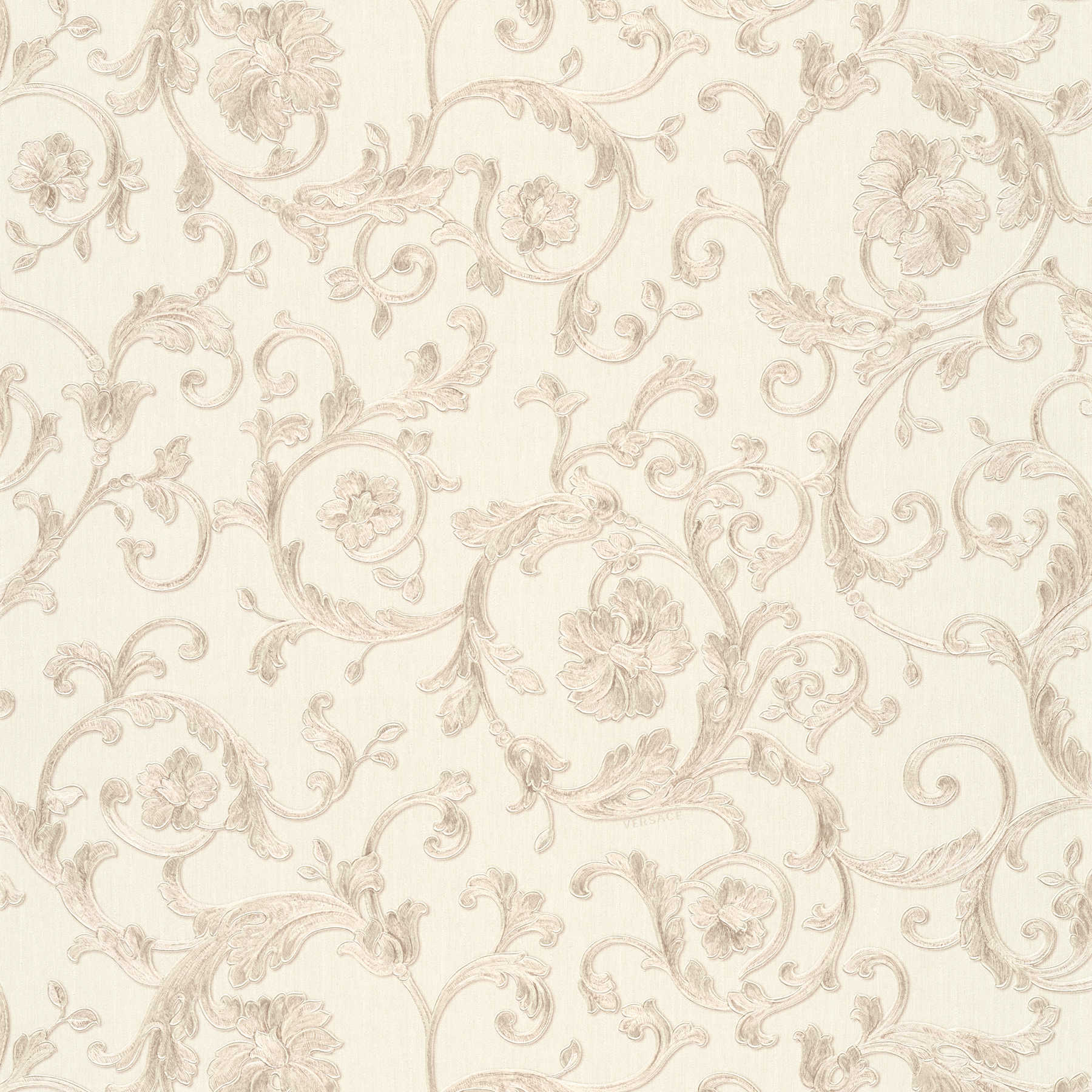 VERSACE wallpaper with metallic vines & flowers - cream
