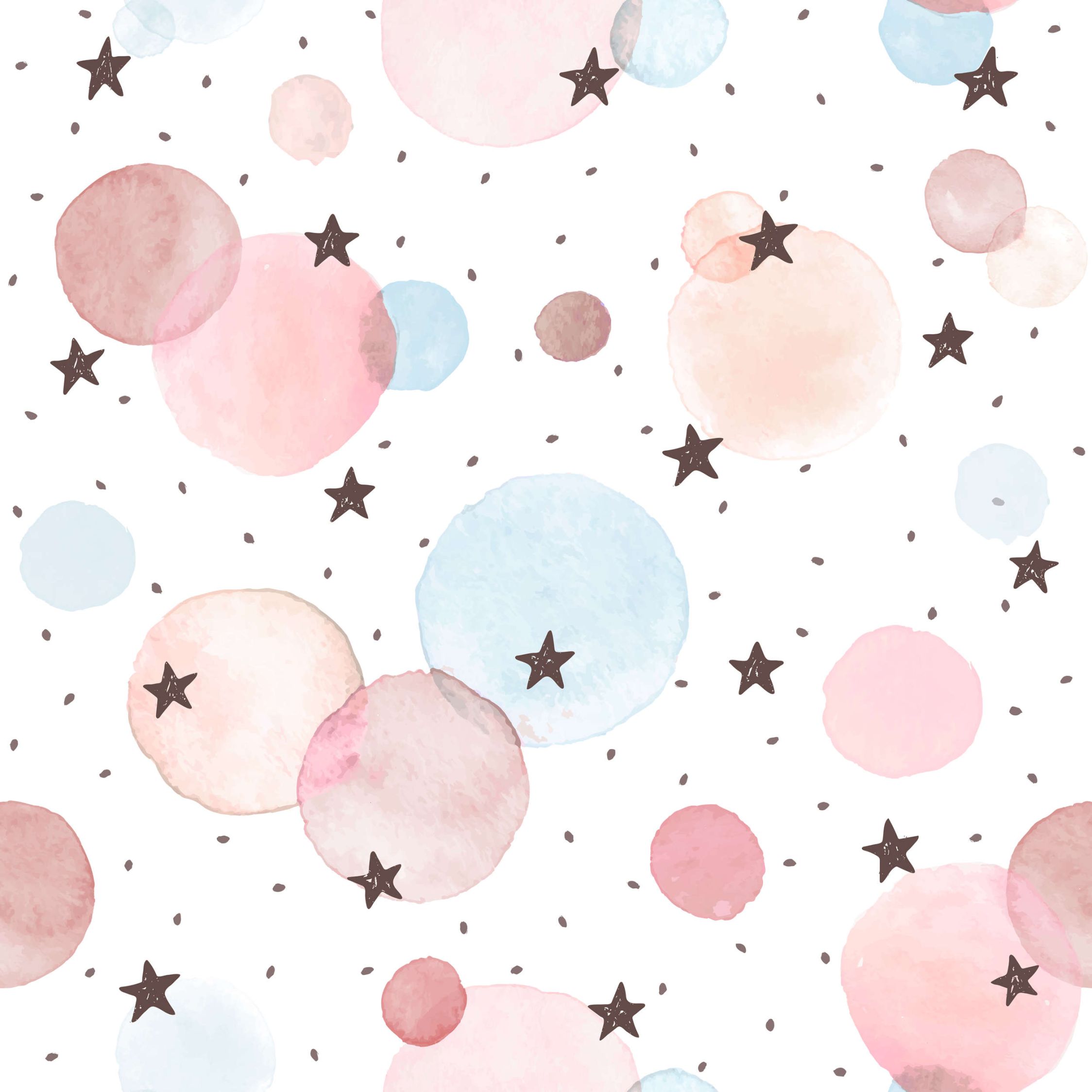             papier peint en papier pour chambre d'enfant avec étoiles, pois et cercles - intissé lisse & nacré
        