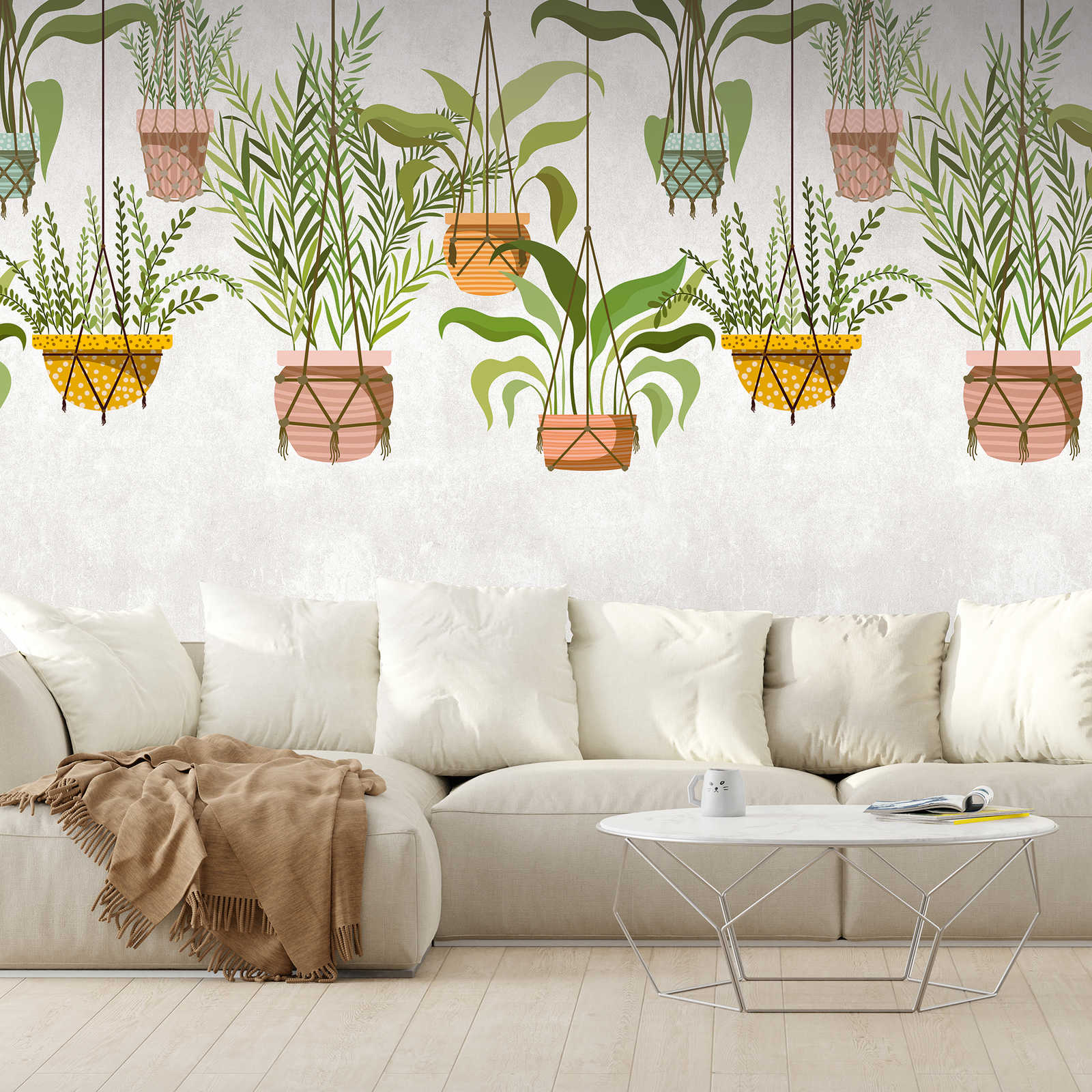         Wallpaper novelty | motif wallpaper hanging plants botanical decor
    