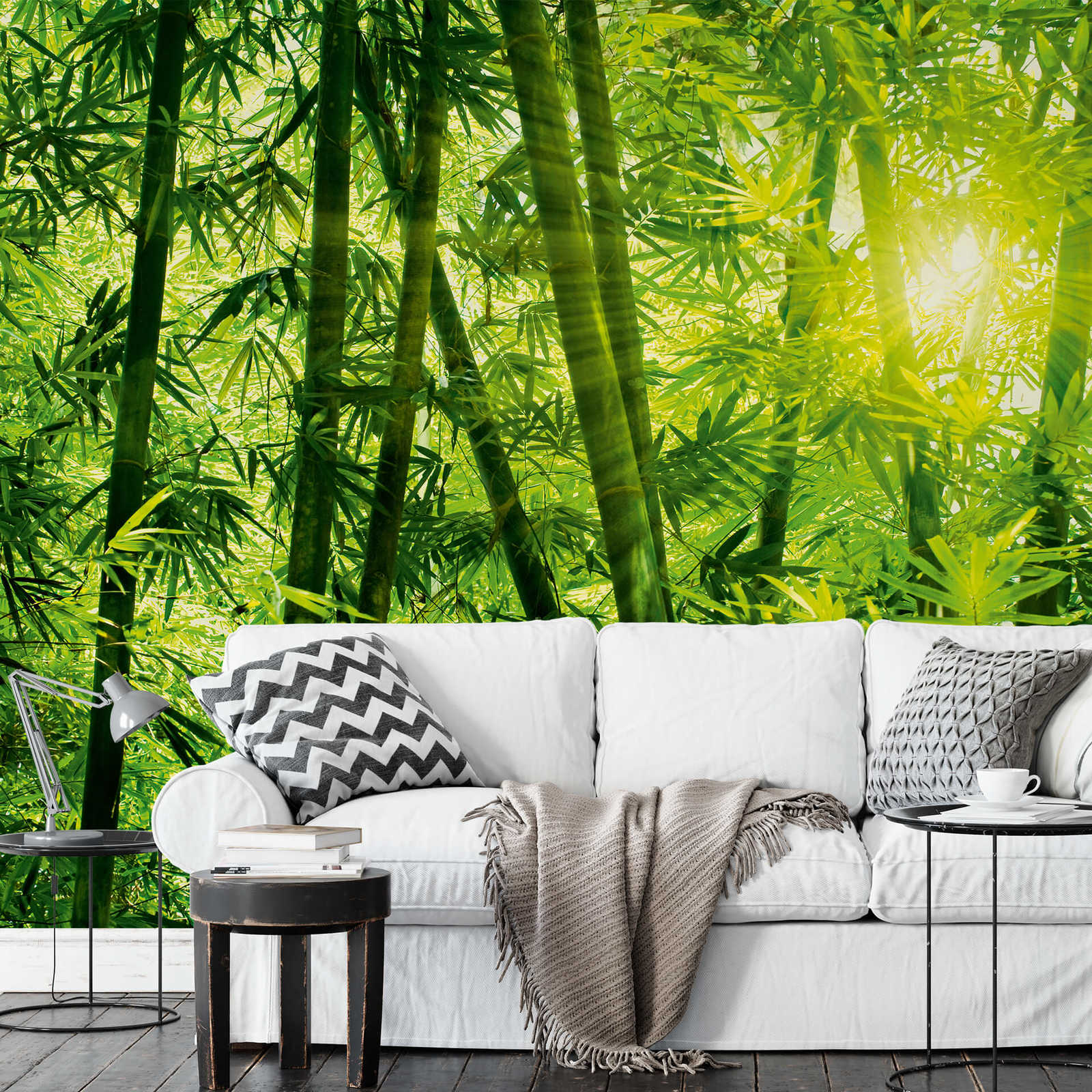             Papier peint panoramique Forêt de bambous au soleil
        