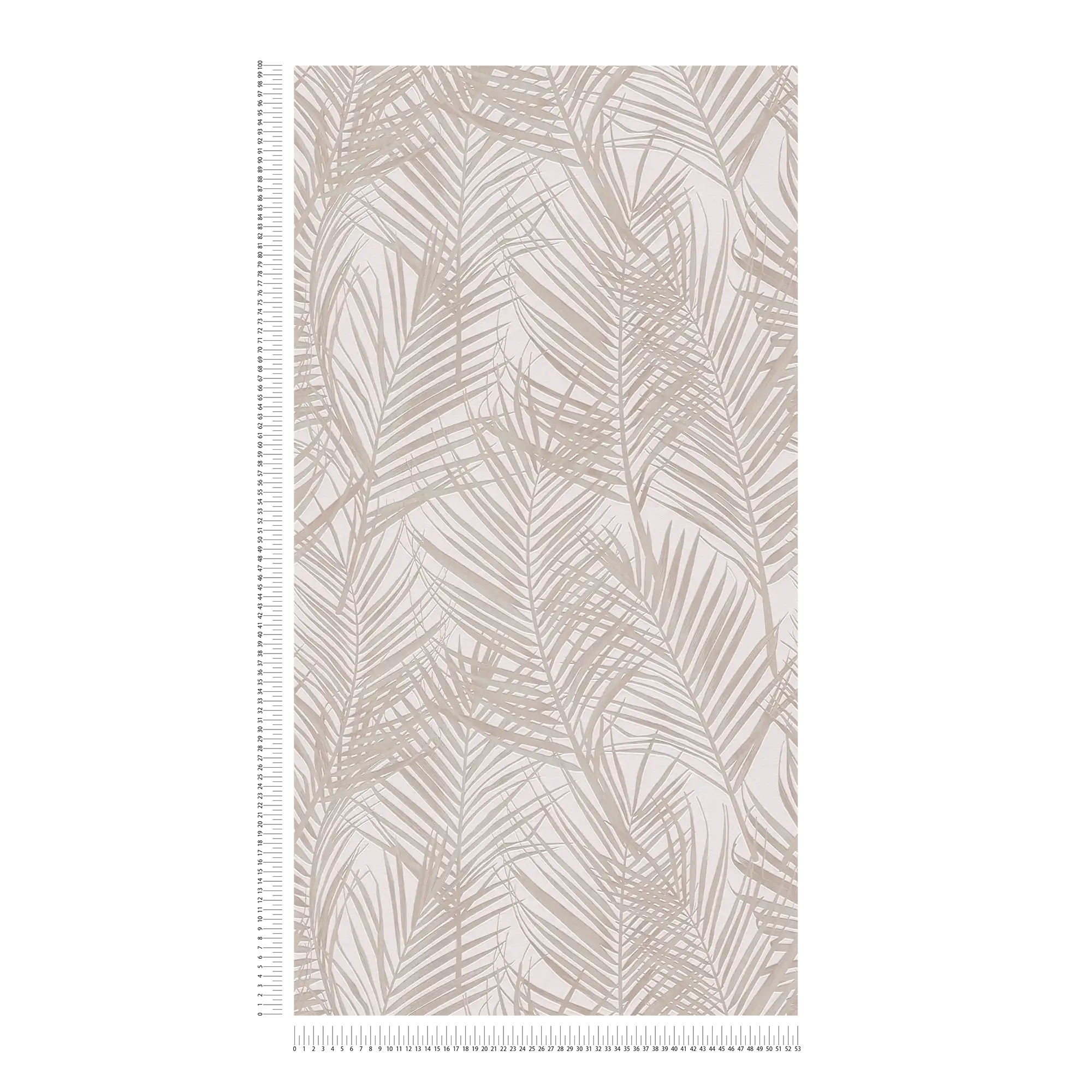             Pattern wallpaper with palm leaves in matt - white, cream
        
