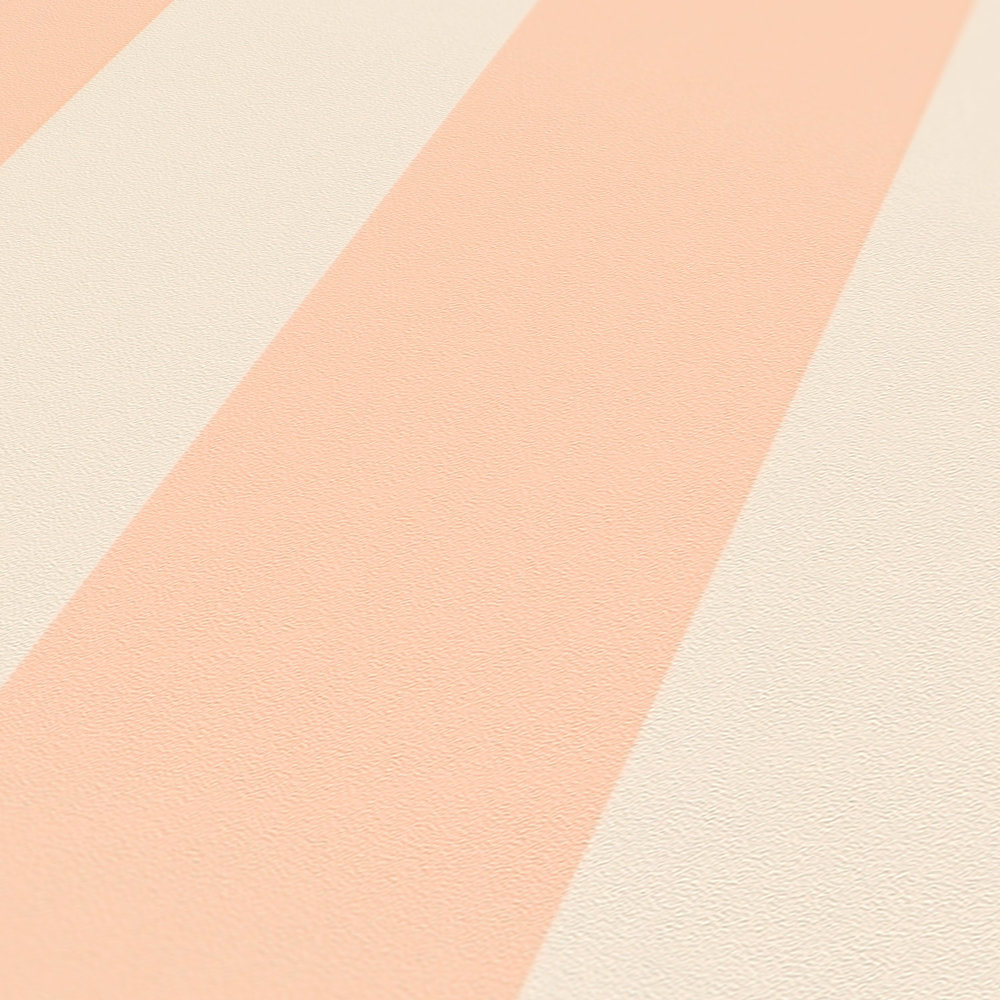             Papier peint intissé avec rayures en bloc dans des tons doux - crème, rose
        