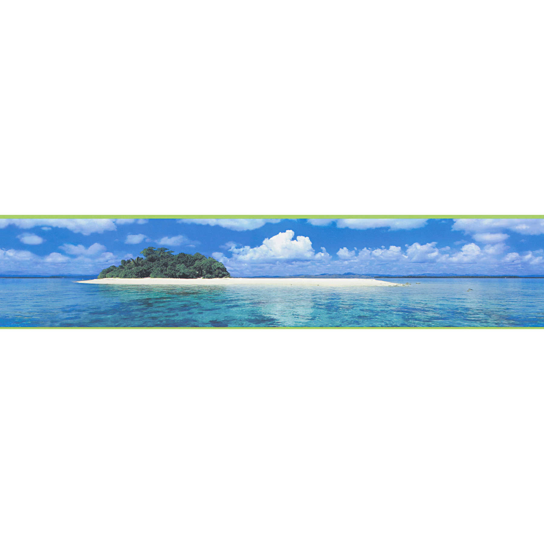        Self-adhesive wallpaper border with South Seas island landscape - Blue
    