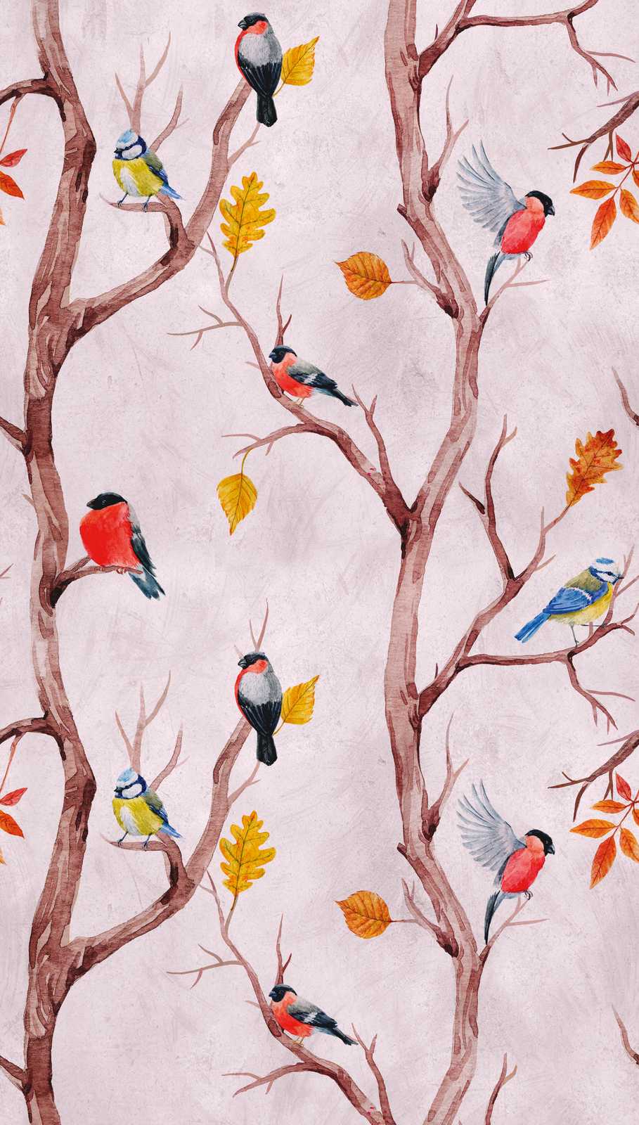             Papel pintado novedad - papel pintado con motivo de pájaros en estilo acuarela
        