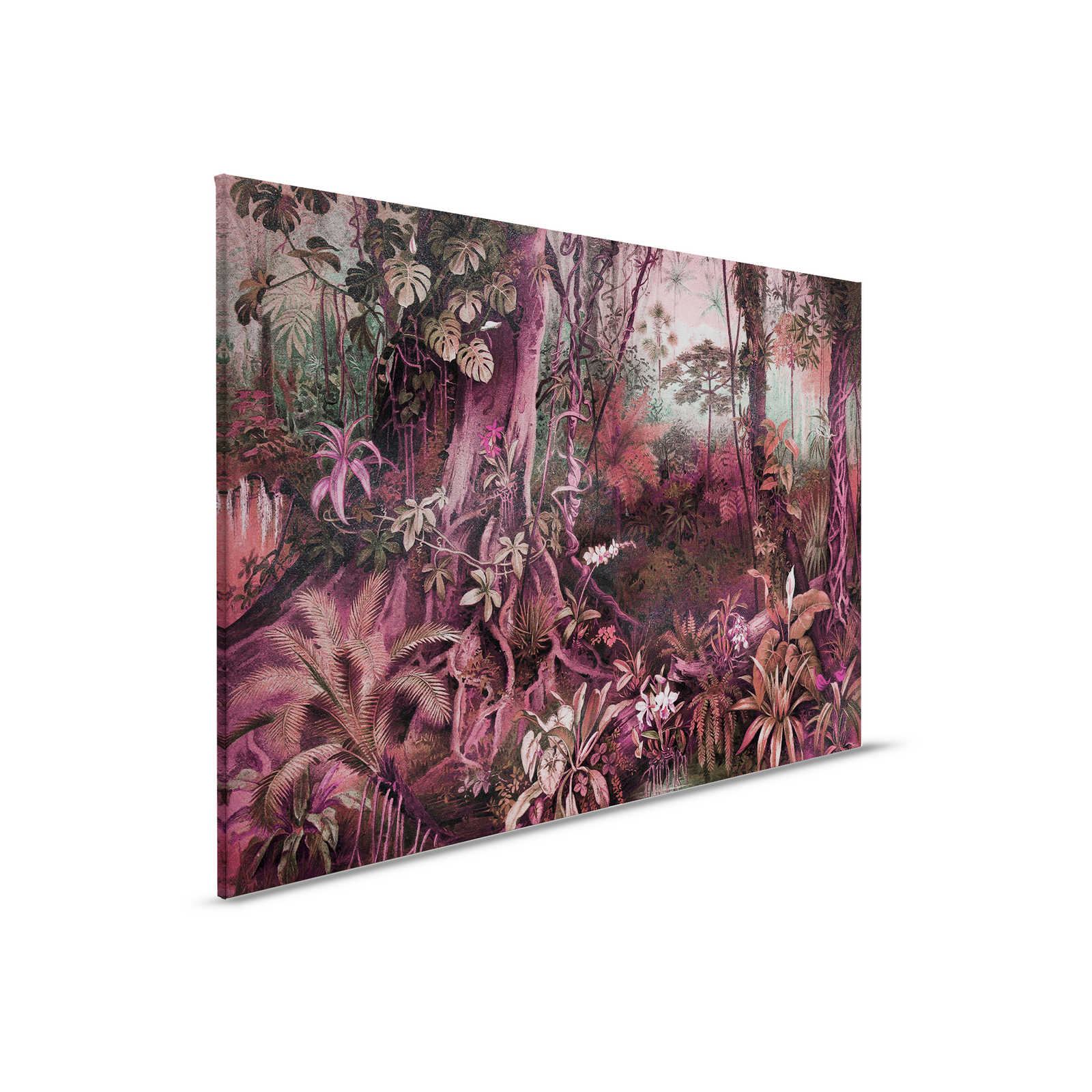 Jungle canvas picture in drawing style | purple, green - 0.90 m x 0.60 m
