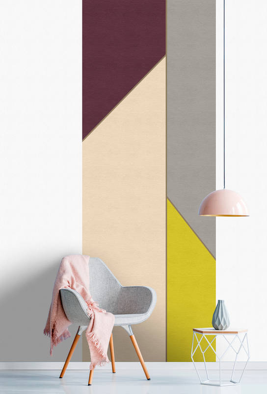             Panel Geometry 1 - Panel fotográfico minimalista con estructura acanalada de diseño retro - Beige, Amarillo | Vellón liso mate
        